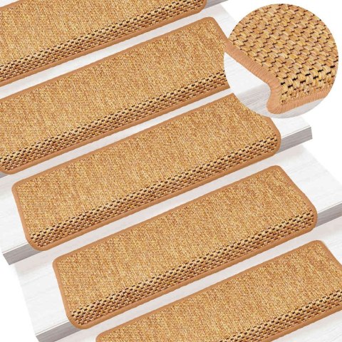 VidaXL Samoprzylepne nakładki na schody, 15 szt., 65x21x4cm, sisal