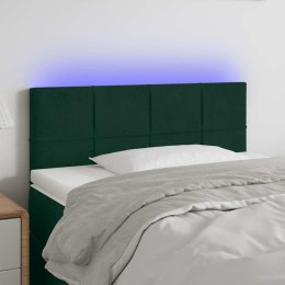 VidaXL Zagłówek do łóżka z LED, ciemnozielony, 80x5x78/88 cm, aksamit