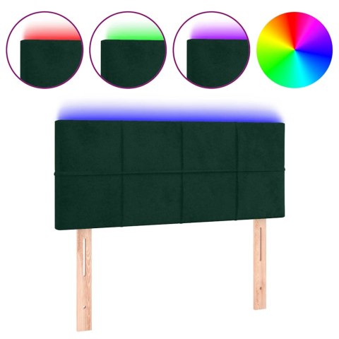 VidaXL Zagłówek do łóżka z LED, ciemnozielony, 80x5x78/88 cm, aksamit