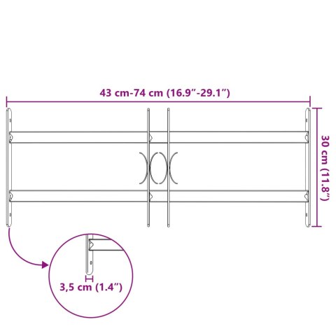 VidaXL Krata bezpieczeństwa do okien z 2 poprzeczkami 3 pcs 43-74 cm