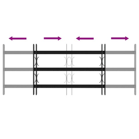 VidaXL Krata zabezpieczająca do okien z 3 poprzeczkami 3 pcs 63-114 cm