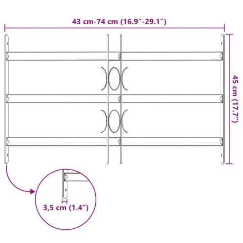 VidaXL Krata zabezpieczająca do okien z 3 poprzeczkami 3 pcs