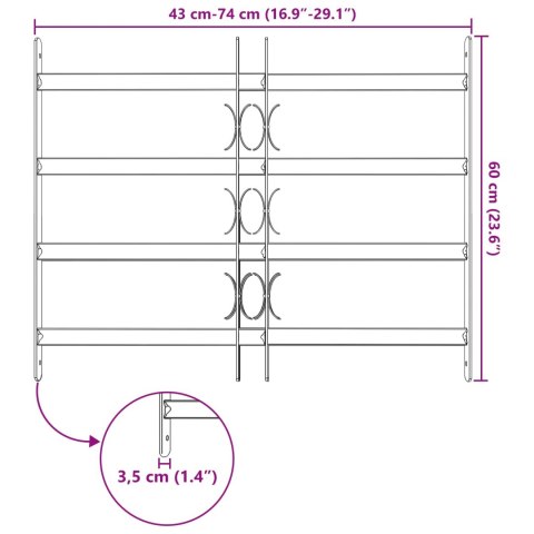 VidaXL Krata zabezpieczająca do okien z 4 poprzeczkami 3 pcs