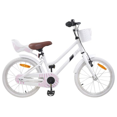 VidaXL Rower Dziecięcy 18 Cali dla dzieci w wieku 5-7 lat Biały