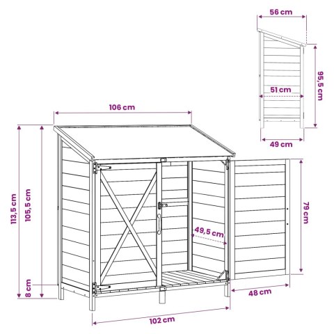 VidaXL Shed ogrodowy Biały 106 x 56 x 113,5 cm Drewno inżynieryjne