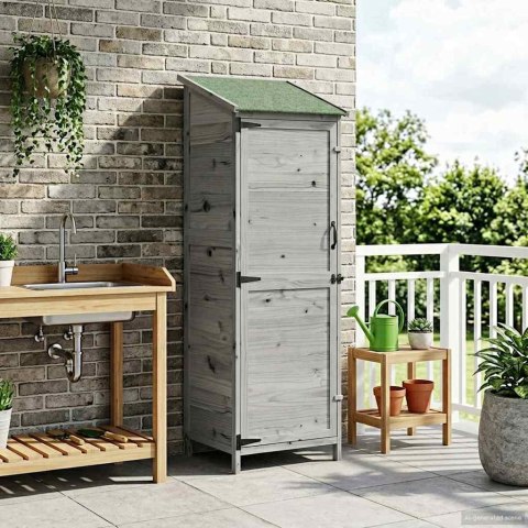 VidaXL Shed ogrodowy Szary 59,5 x 56 x 176,5 cm Drewno inżynieryjne