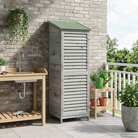 VidaXL Shed ogrodowy Szary 59 x 56 x 176 cm Drewno Świerkowe