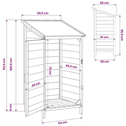 VidaXL Shed ogrodowy brązowy 59,5 x 56 x 113,5 cm Drewno inżynieryjne