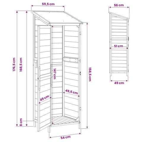 VidaXL Shed ogrodowy naturalny 59,5 x 56 x 176,5 cm