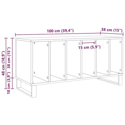 VidaXL Szafka na płyty winylowe z półką Stare drewno 100 x 38 x 48 cm