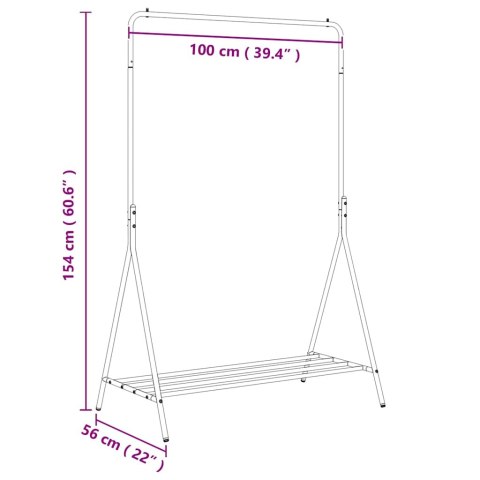 VidaXL Wieszak na Ubrania Czarny 100 x 56 x 154 cm Stal