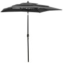 3-POZIOMOWY PARASOL NA ALUMINIOWYM SŁUPKU ANTRACYTOWY 2X2M