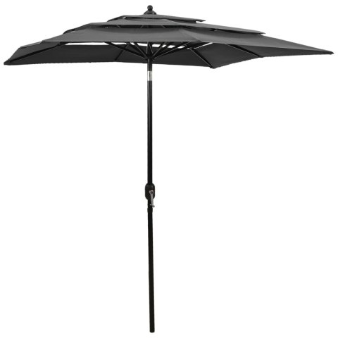 3-POZIOMOWY PARASOL NA ALUMINIOWYM SŁUPKU ANTRACYTOWY 2X2M