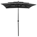 3-POZIOMOWY PARASOL NA ALUMINIOWYM SŁUPKU ANTRACYTOWY 2X2M
