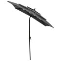 3-POZIOMOWY PARASOL NA ALUMINIOWYM SŁUPKU ANTRACYTOWY 2X2M