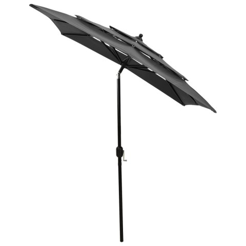 3-POZIOMOWY PARASOL NA ALUMINIOWYM SŁUPKU ANTRACYTOWY 2X2M