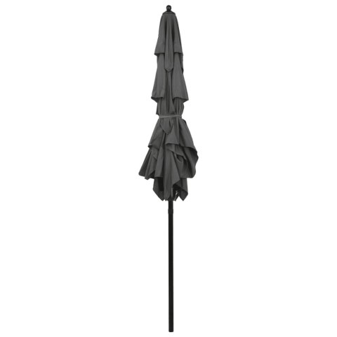 3-POZIOMOWY PARASOL NA ALUMINIOWYM SŁUPKU ANTRACYTOWY 2X2M