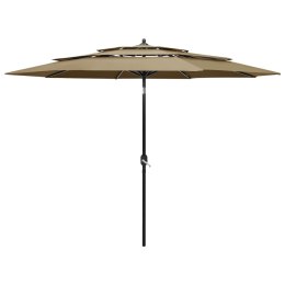 3-POZIOMOWY PARASOL NA ALUMINIOWYM SŁUPKU KOLOR TAUPE 3M