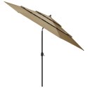 3-POZIOMOWY PARASOL NA ALUMINIOWYM SŁUPKU KOLOR TAUPE 3M