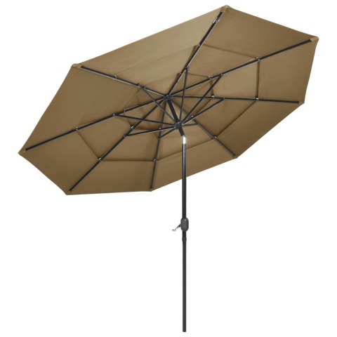 3-POZIOMOWY PARASOL NA ALUMINIOWYM SŁUPKU KOLOR TAUPE 3M