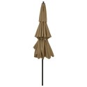 3-POZIOMOWY PARASOL NA ALUMINIOWYM SŁUPKU KOLOR TAUPE 3M