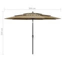 3-POZIOMOWY PARASOL NA ALUMINIOWYM SŁUPKU KOLOR TAUPE 3M