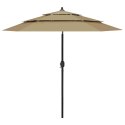 3-POZIOMOWY PARASOL NA ALUMINIOWYM SŁUPKU TAUPE 2,5M