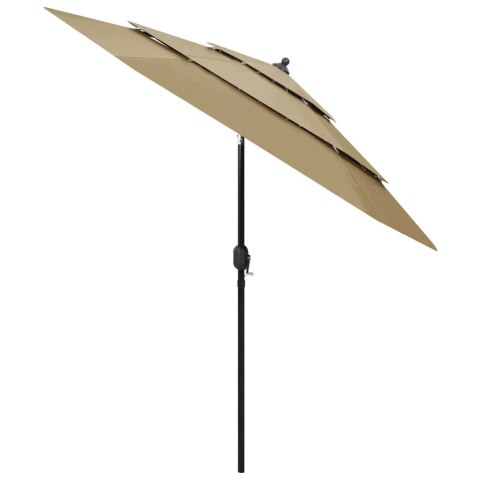 3-POZIOMOWY PARASOL NA ALUMINIOWYM SŁUPKU TAUPE 2,5M