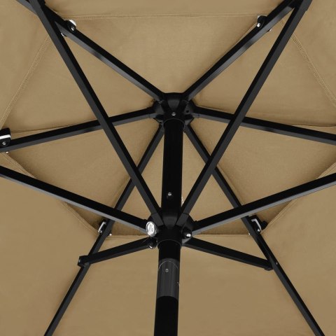 3-POZIOMOWY PARASOL NA ALUMINIOWYM SŁUPKU TAUPE 2,5M