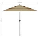 3-POZIOMOWY PARASOL NA ALUMINIOWYM SŁUPKU TAUPE 2,5M