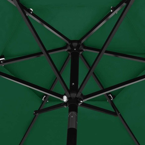 3-POZIOMOWY PARASOL NA ALUMINIOWYM SŁUPKU ZIELONY 2,5M