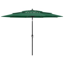 3-POZIOMOWY PARASOL NA ALUMINIOWYM SŁUPKU ZIELONY 3M