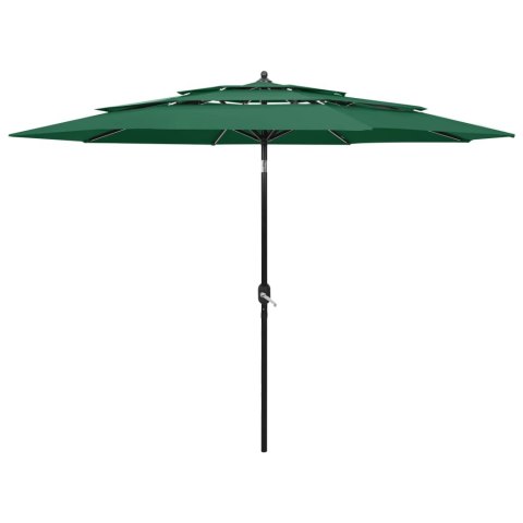 3-POZIOMOWY PARASOL NA ALUMINIOWYM SŁUPKU ZIELONY 3M