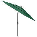 3-POZIOMOWY PARASOL NA ALUMINIOWYM SŁUPKU ZIELONY 3M