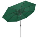 3-POZIOMOWY PARASOL NA ALUMINIOWYM SŁUPKU ZIELONY 3M