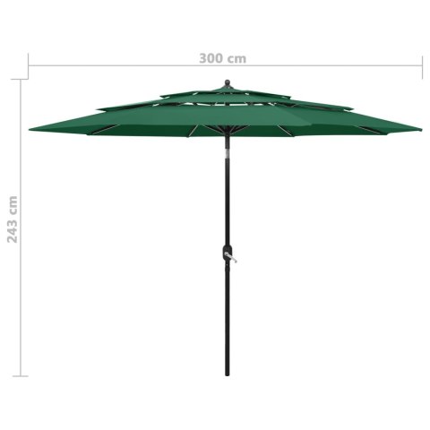 3-POZIOMOWY PARASOL NA ALUMINIOWYM SŁUPKU ZIELONY 3M