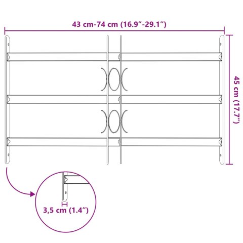 VidaXL Krata zabezpieczająca do okien z 3 poprzeczkami 3 pcs 43-74 cm