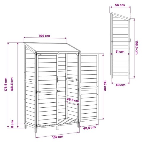 VidaXL Shed ogrodowy Biały 106,5 x 56 x 176 cm Drewno inżynieryjne