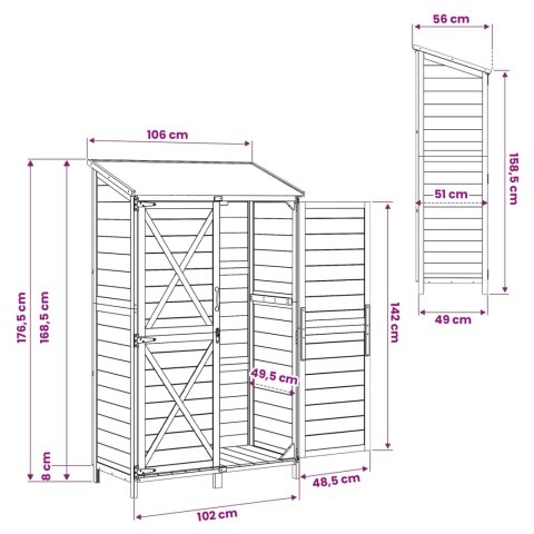 VidaXL Shed ogrodowy Biały 106 x 56 x 176,5 cm Drewno inżynieryjne