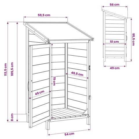 VidaXL Shed ogrodowy Szary 59 x 56 x 113,5 cm Drewno inżynieryjne