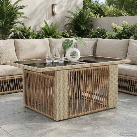 VidaXL Stół Ogrodowy Beżowy 100 x 55 x 37 cm Rattan PE i Szkło
