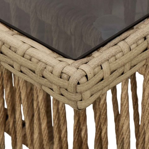 VidaXL Stół Ogrodowy Beżowy 100 x 55 x 37 cm Rattan PE i Szkło
