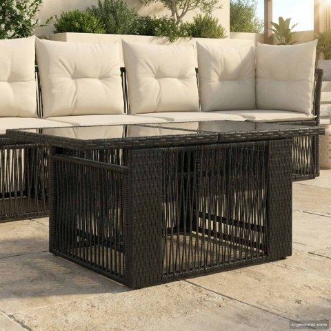 VidaXL Stół Ogrodowy Czarny 100 x 55 x 37 cm Rattan PE i Szkło