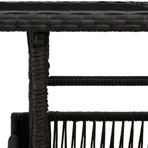 VidaXL Stół Ogrodowy Czarny 100 x 55 x 37 cm Rattan PE i Szkło