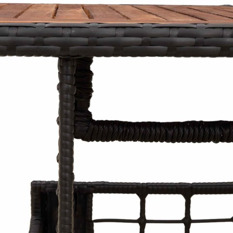 VidaXL Stół Ogrodowy Czarny i naturalny 100 x 55 x 37 cm