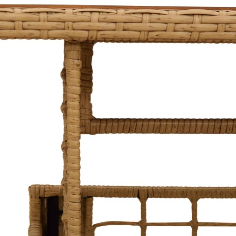 VidaXL Stół Ogrodowy naturalny 100 x 55 x 37 cm Rattan PE i Szkło