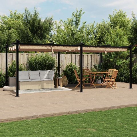 VidaXL Altana ogrodowa ze zwijanym dachem, taupe, 3x6 m, aluminium