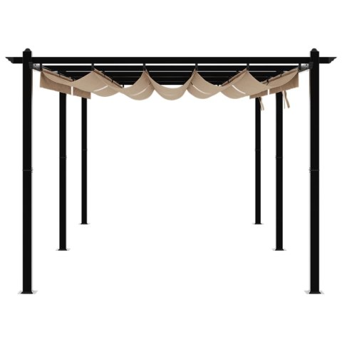 VidaXL Altana ogrodowa ze zwijanym dachem, taupe, 3x6 m, aluminium