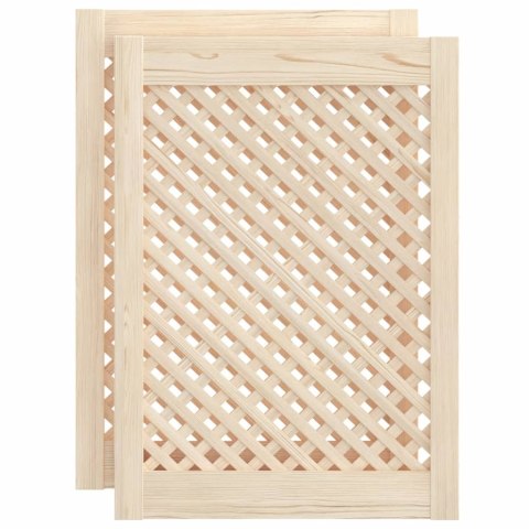 DRZWICZKI DO SZAFKI Z KRATKĄ 2 SZT 49,5X69 CM LITE DREWNO SOSNOWE ZESTAW