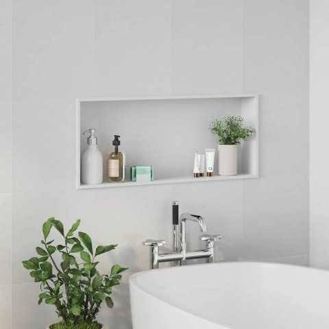 VidaXL Nisza prysznicowa Biały 75 x 30 x 9,5 cm Stal nierdzewna